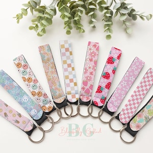 Llavero de pulsera, llavero de pulsera, llavero de muñeca preppy, llavero de cara feliz, llavero retro, calcetines de regalo para adolescentes