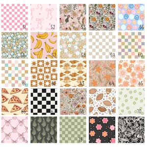 May include: A digital sheet of 75 different patterns, including checkered, floral, and geometric designs. The patterns are numbered 51 through 75.