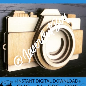 File vettoriale per taglio: Fotocamera retro a strati | Download digitale