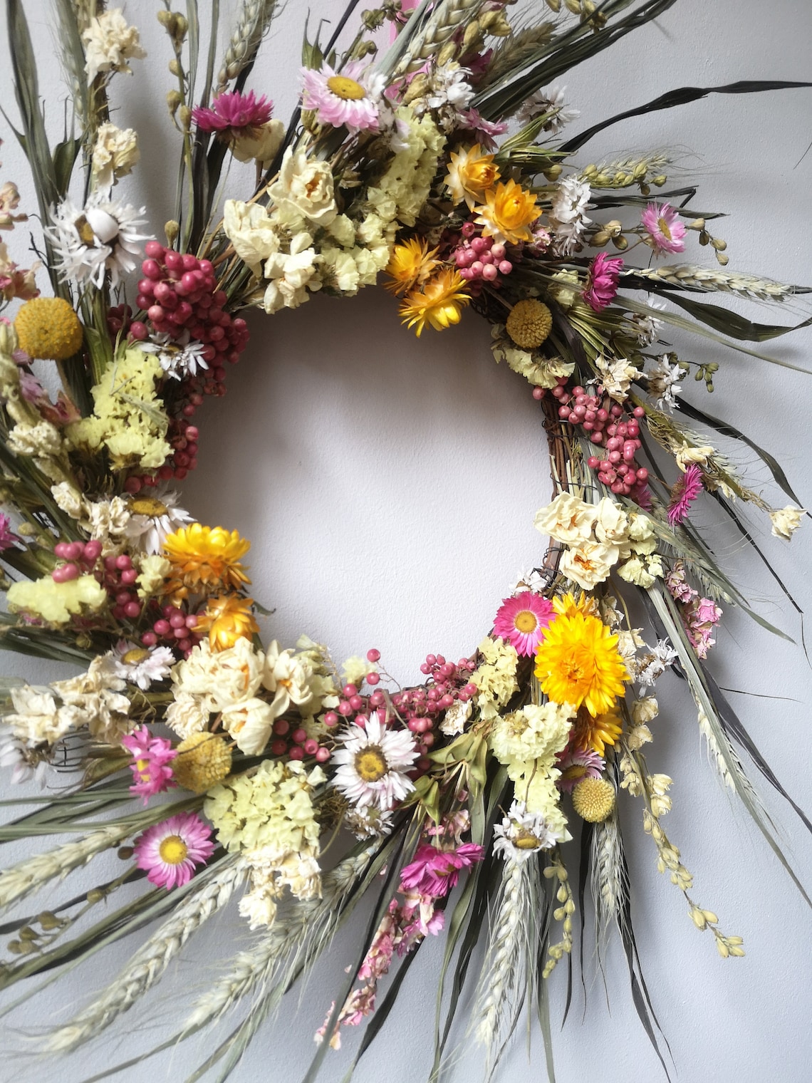 Wild and beautiful spring wreath summer wreath dried flower Etsy