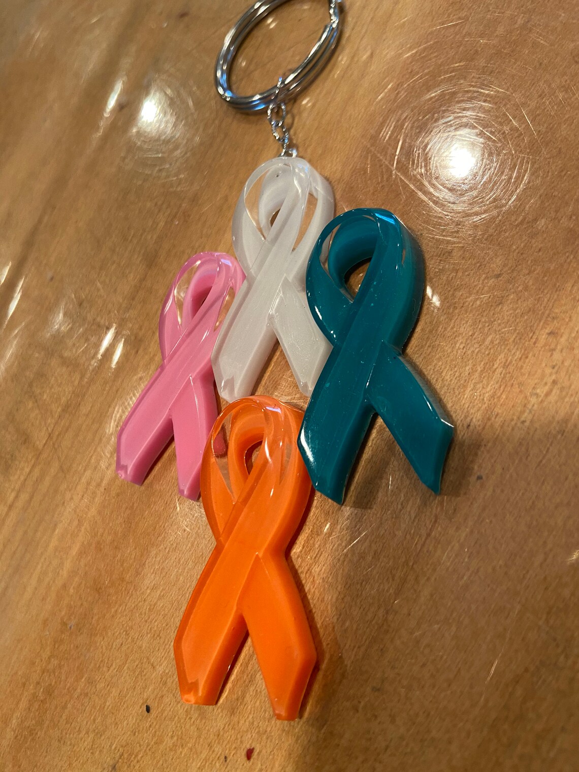 Epoxy Resin Cancer Awareness Ribbon Charms for Keychains or Etsy