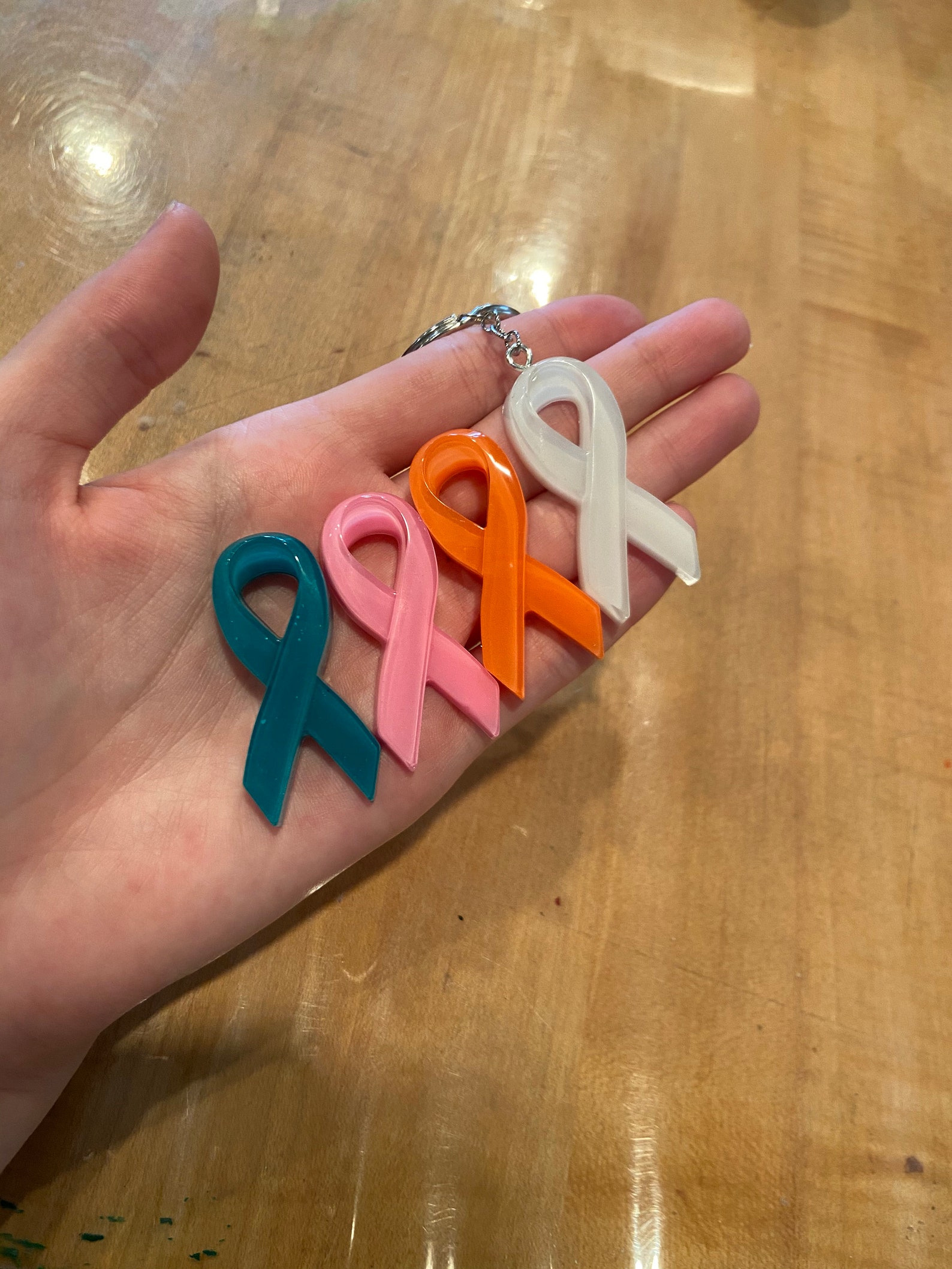 Epoxy Resin Cancer Awareness Ribbon Charms for Keychains or Etsy