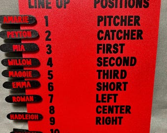 Softball/Baseball Dugout Line Up and Position Board