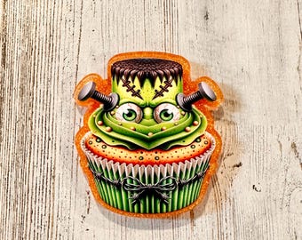 Halloween “Frankenstein Cupcake” retractable Badge Reel