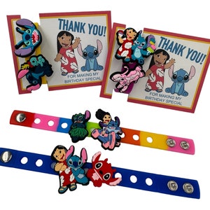Stitch Party Favors, Lilo Stitch Charms and Bracelet Gift /goodie bags, 7&#39;&#39;  bracelet with 2 charms each (Set of 6, 12, 18 or 24)