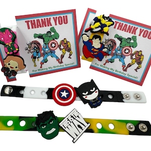 Superhero Party Favors: Charm Bracelet Goodie Bag - Set of 6, 12, 18 or 24