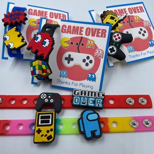 Gamer Party Favors, Gamer themed  charms for goodie bags, Gift for Gamers, 7 inch bracelet with 2 charms each (set of 6, 12, 18 or 24)