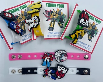 Transformers Party Favors, Robot  Charm and Bracelet for Gift /goodie bags, 7'' bracelet & 2 charms each (Set of 6, 12, 18 or 24)