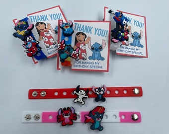 Stitch Party Favors, Lilo Stitch Charms and Bracelet Gift /goodie bags, 7''  bracelet with 2 charms each (Set of 6, 12, 18 or 24)