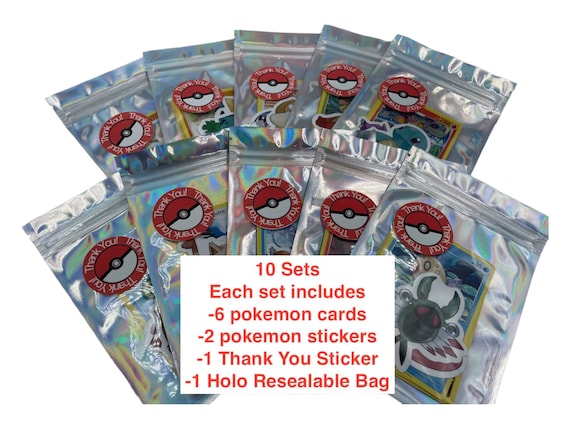 10 Pack Pokmon Party Card Pack Favors/ Pokemon Party Favors/ 6 Cards in  Each Pack Plus Stickers and Thank You Tag Included - Etsy