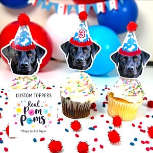 Custom Dog Face Cupcake Toppers: Personalized Party Decorations