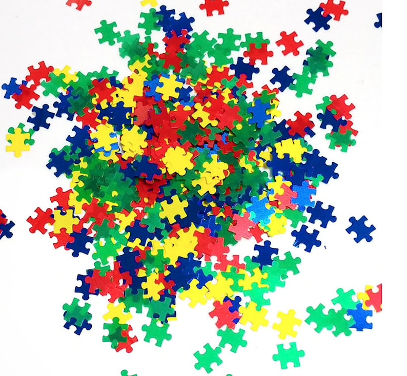 Nail Art Glitter Shapes Polyester glitter 1Tsp Bag Autism Awareness Crafts Multi-Color School Colors Puzzle Pieces