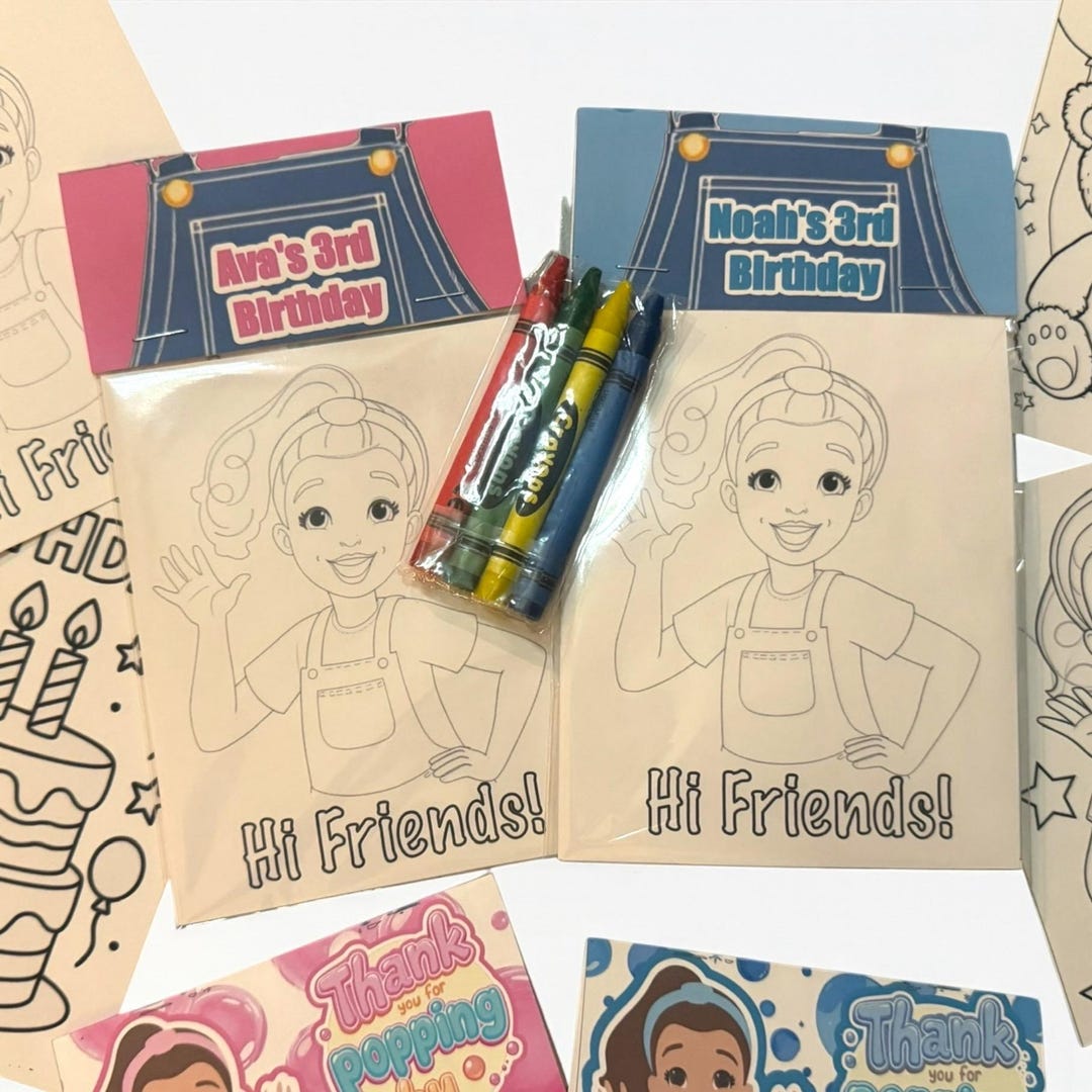 Ms. Rachel Birthday Party Favors, Mini Coloring Pages, Crayons Included ...