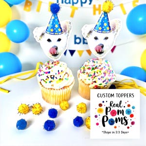Custom Dog Face Cupcake Toppers: Personalized Party Decorations