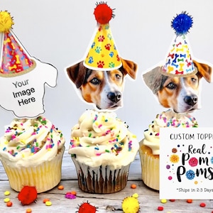Personalisierte Hundegesicht Cupcake Toppers: Personalisierte Partydekorationen