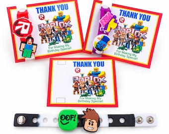 Roblox Party Favor Bracelets: Gamer Charms, Kids Goodie Bag Gifts, Gaming Party Guest Gift, Sets of 6, 12, 18 or 24