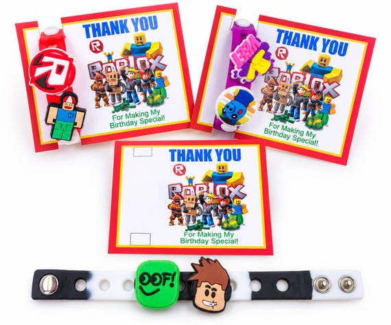 Roblox Party Favor Bracelets: Gamer Charms, Kids Goodie Bag Gifts, Gaming Party Guest Gift, Sets of 6, 12, 18 or 24