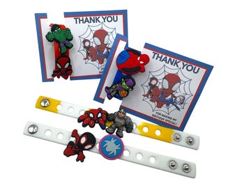 Spiderman Party Favor Bracelets: Kids' Goodie Bag Charms - Set of 6/12/18/24