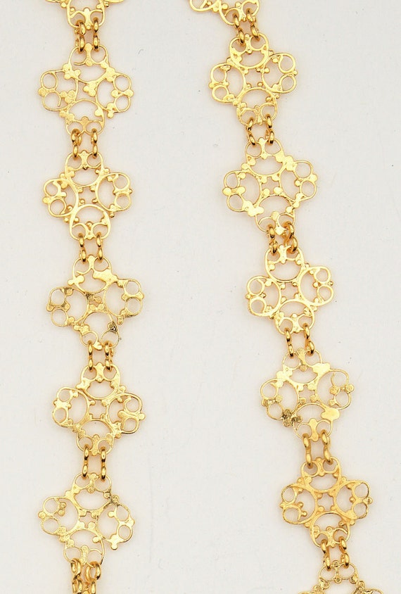 Filigree Link Necklace 2 Strands Gold Vermeil Sri… - image 3
