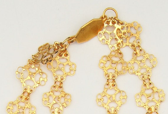 Filigree Link Necklace 2 Strands Gold Vermeil Sri… - image 5