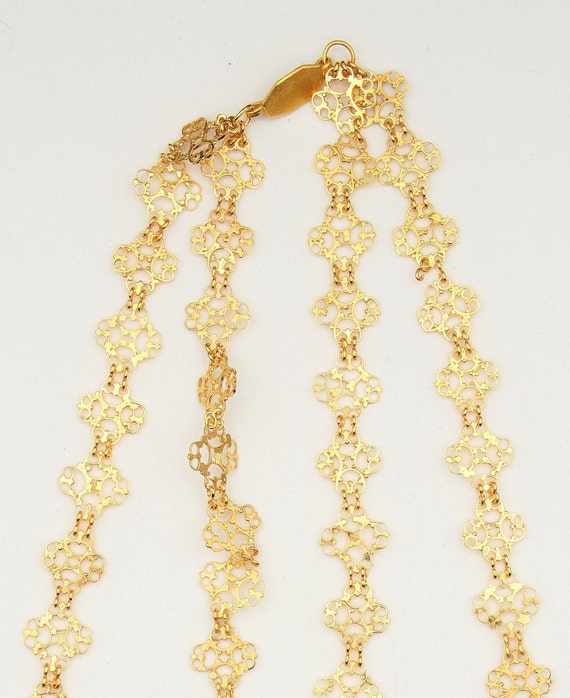 Filigree Link Necklace 2 Strands Gold Vermeil Sri… - image 4