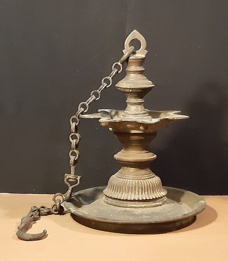 Temple Hanging Oil Lamp Brass Sri Lanka Glenn Erso Etsy