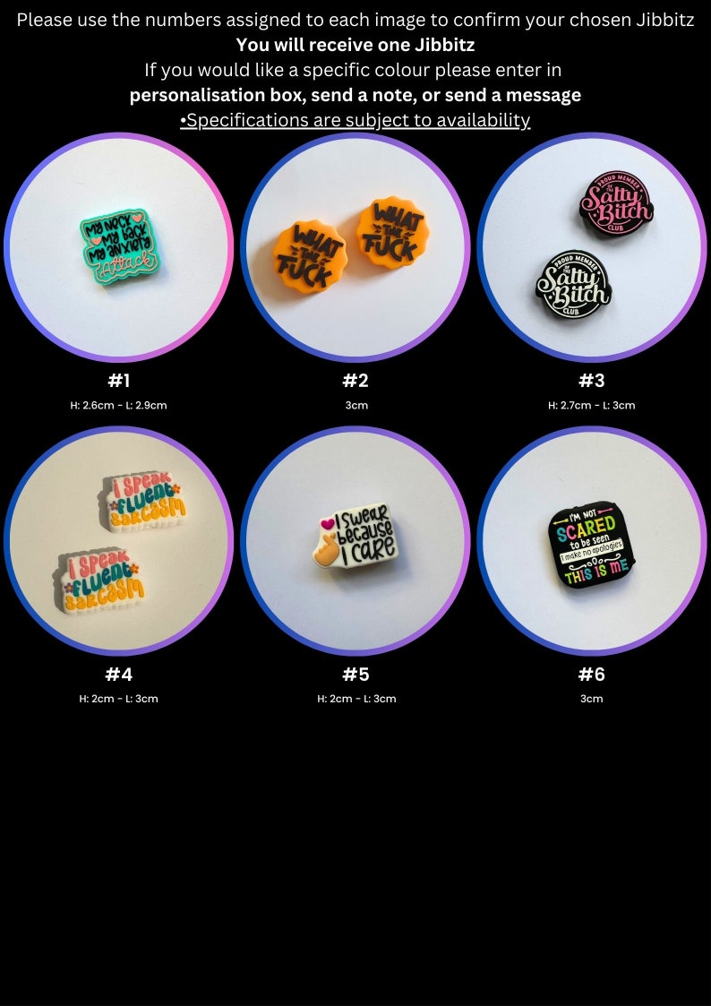 Salty Words Jibbitz Charm Rude Adorn by J Gift Collectable Shoe Clip