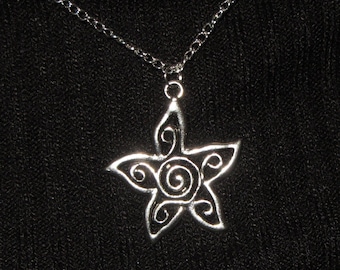 silver star necklace swirl whimsygoth celestial