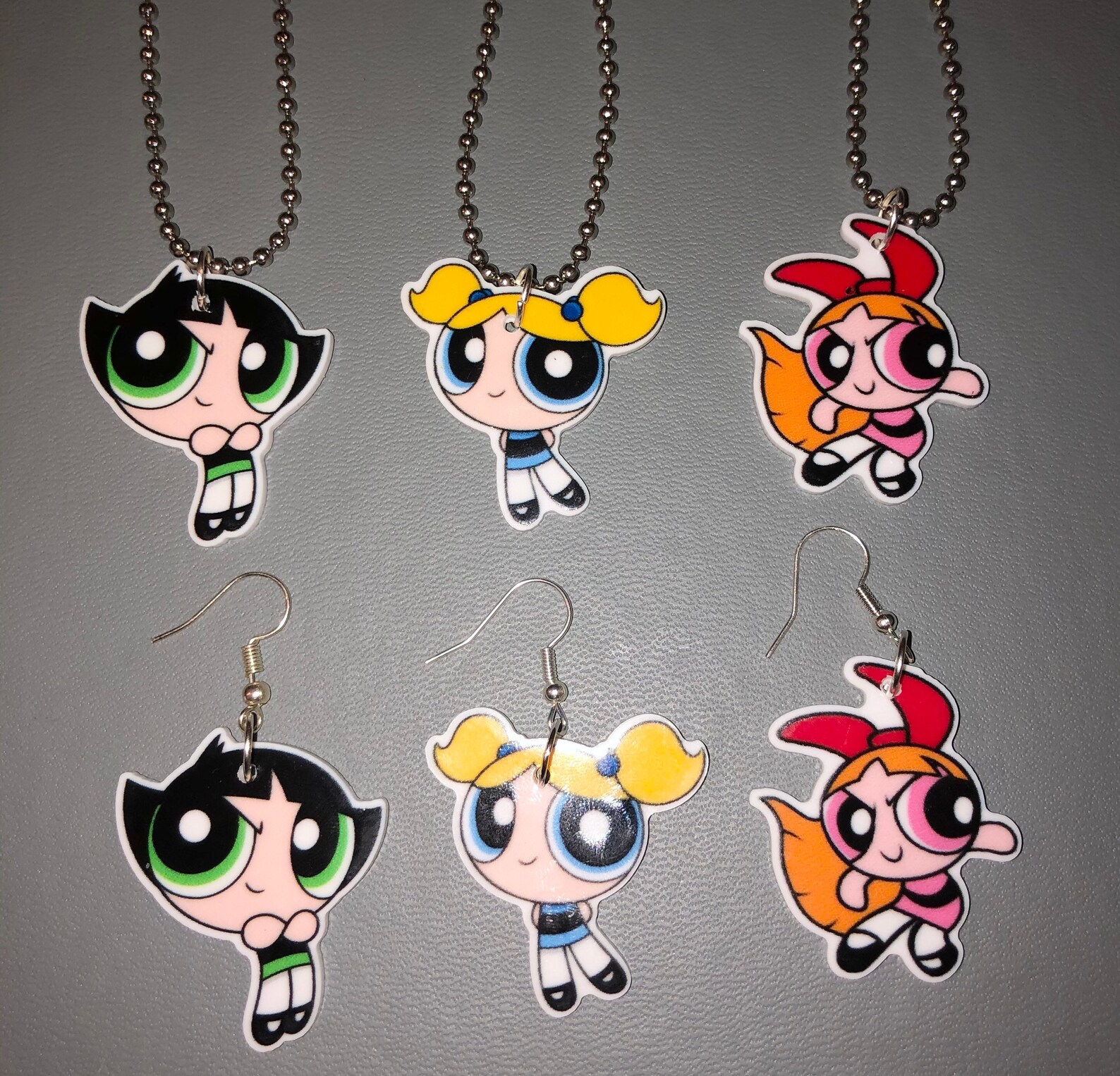 Powerpuff Girls inspired earrings necklaces and set Etsy