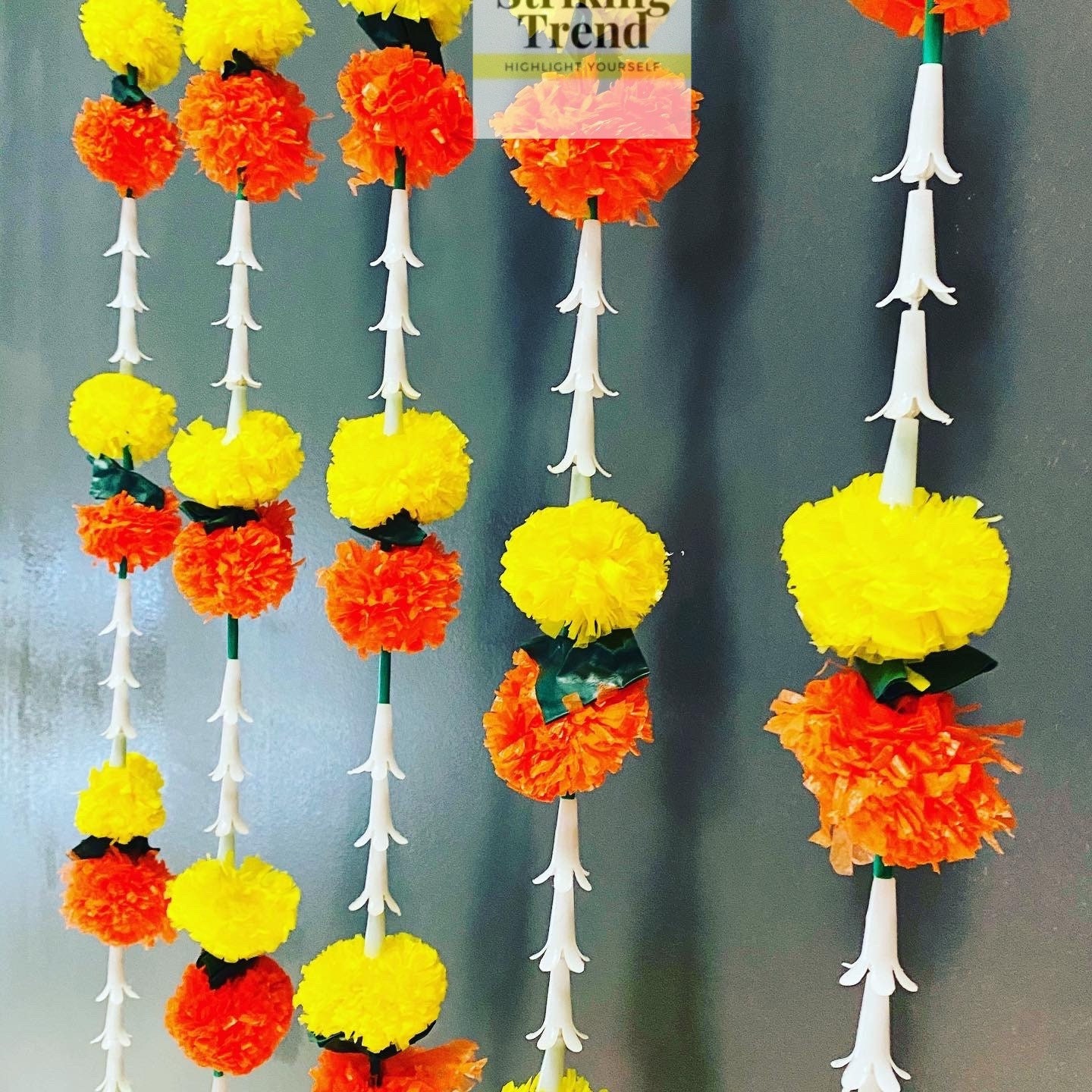 Artificial Marigold Flowers Strings with Green Leaves and Etsy