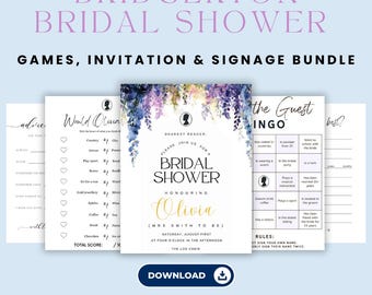 Bridgerton Theme Bridal Shower Games, Invitations and Signage Templates