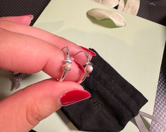 TOUS Silver Super Power Hoops with Pearl