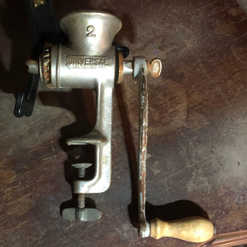 Nifty Vintage Metal Universal 2 Hand Crank Meat Grinder Etsy