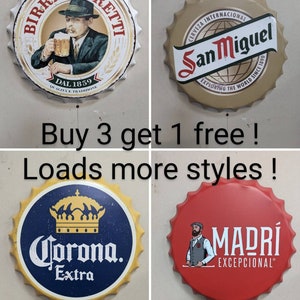 Beer bottle top large 35cm Bar Signs Pub Man Cave Wall Sign Metal Plaques bottle cap gift