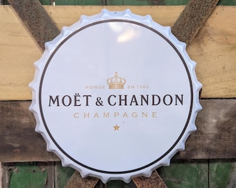 Moet and chandon champagne metal bottle top large 35cm Bar Signs Pub Man Cave Wall Sign  Circle Plaques bottle cap
