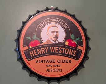 Henry Weston's bottle top large 35cm Bar Signs Pub Man Cave Wall Sign  Circle Plaques bottle cap gift