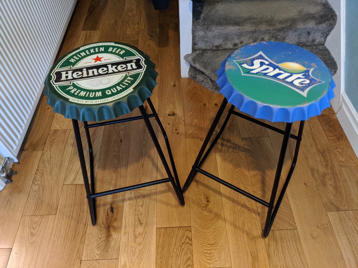 Man Cave Bar Stool x1 Home Bar Indoor/Outdoor Bottle Cap Metal Etsy