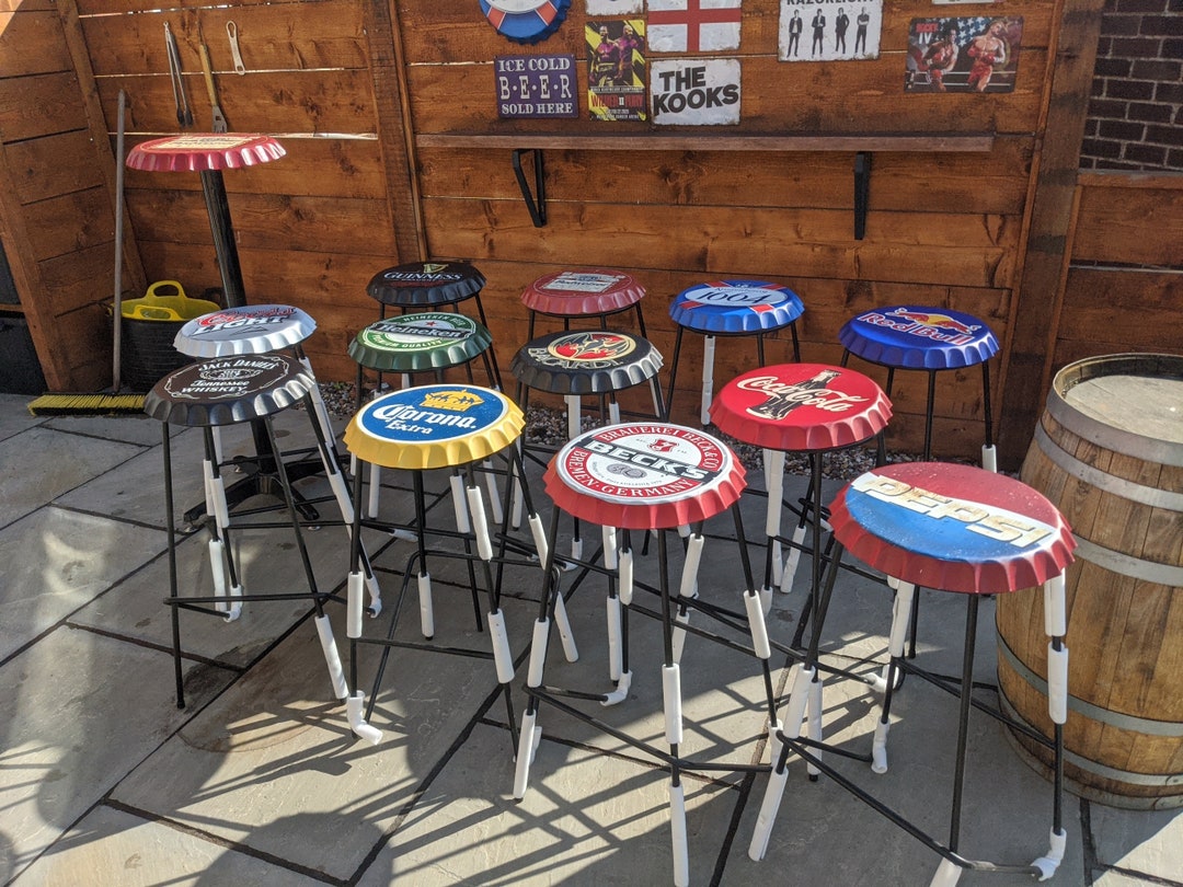 Bar Stool Man Cave Bar Stool Home Bar Bottle Top Cap Custom Etsy UK