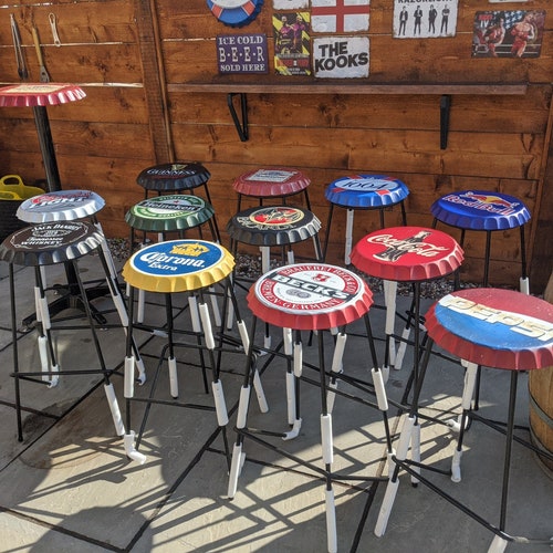 Bar Stool Man Cave Bar Stool Home Bar Bottle Top Cap Custom Etsy UK