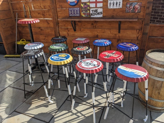 Bar Stool Man Cave Bar Stool Home Bar Bottle Top Cap Custom - Etsy UK