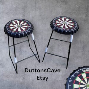 Dartboard Bar Stool: Bottle Cap Design, Man Cave Decor