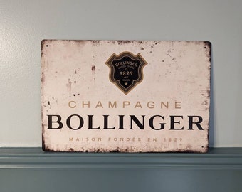 Bollinger champagne A4 metal sign 20x30cm man cave plaque wall art gift