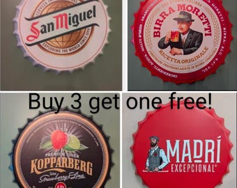 Beer bottle top large 35cm Bar Signs Pub Man Cave Wall Sign Metal Plaques bottle cap gift buy 3 get one free just message your free choice