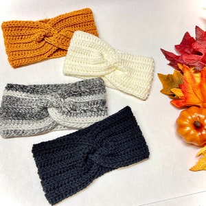 Headband, Crocheted Twist Ear Warmers, Yarn Headband, Winter Headband, Women, Adult, Twisted Headband, Twisted Ear Warmer, Ear Warmer