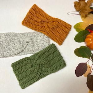 Headband, Crocheted Twist Ear Warmers, Yarn Headband, Winter Headband, Women, Adult, Twisted Headband, Twisted Ear Warmer, Ear Warmer