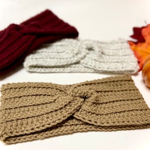 Headband, Crocheted Twist Ear Warmers, Yarn Headband, Winter Headband, Women, Adult, Twisted Headband, Twisted Ear Warmer, Ear Warmer