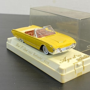 Solido Model Diecast, Ford T Bird Cabriolet 1961 Yellow, 4505, 1:43 Scale In Case, Vintage, Made in France, The Original Box, Office Decor.