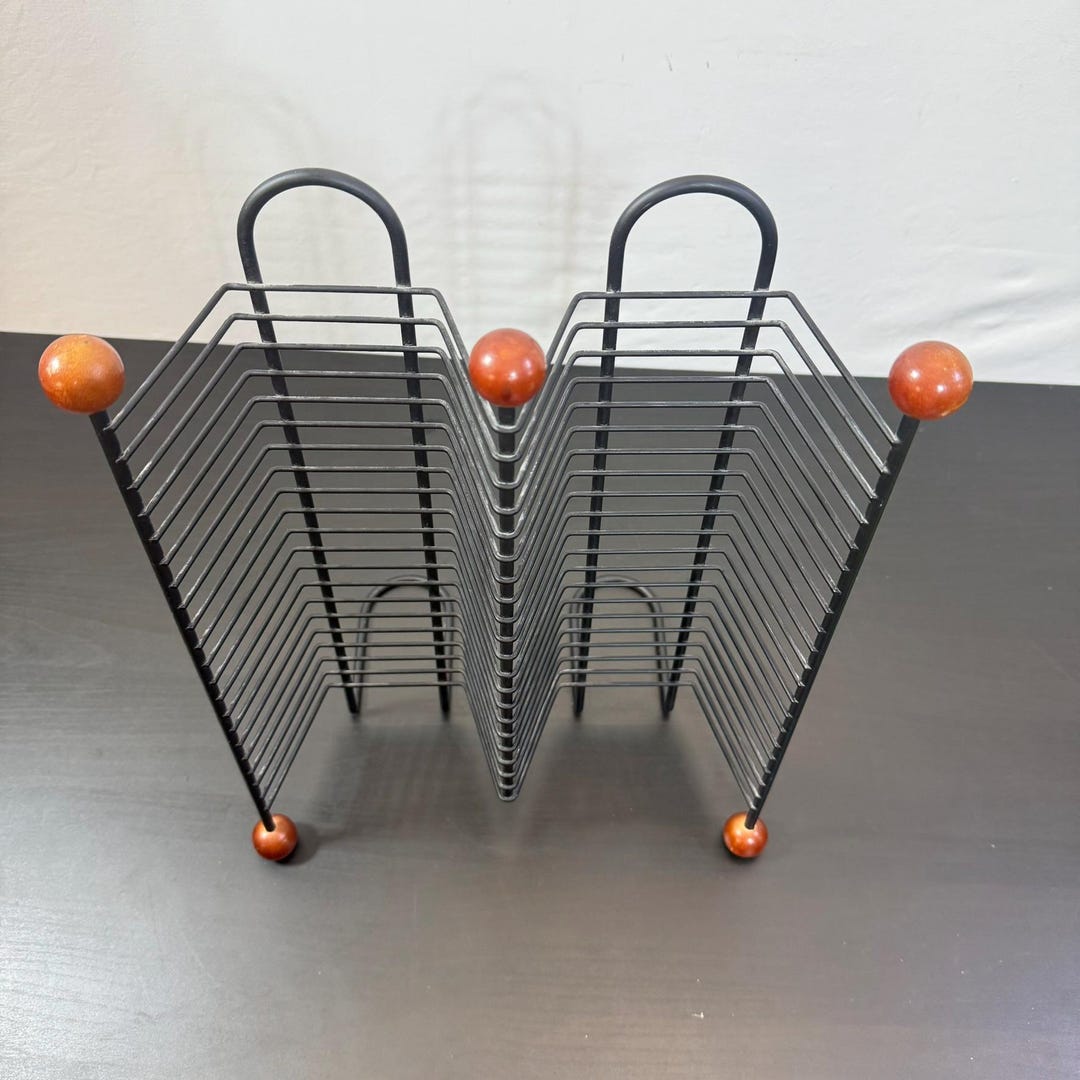 Jewel Rak Buy Vintage Early 2000s Wood & Gunmetal Black Wire Compact 40 Disc CD ...
