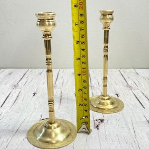 Pair Of Tall Elegant Brass Candlesticks, 2 Candle Stick Holders, Rare Centerpiece, Candelabra, Antique Style, Unique Gift, Nice Shape. zdjęcie 7