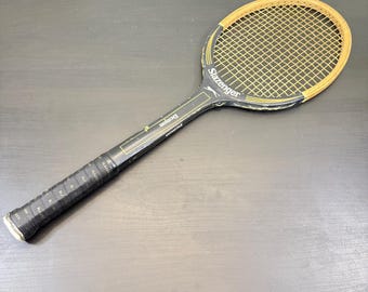Vintage Slazenger Demon M5 Wood Tennis Racket, Athletic Wall Sports Memorabilia Decor, Retro Sports Gear, Classic.